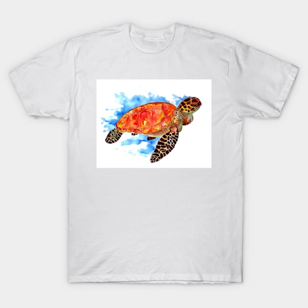 Red Watercolor Sea Turtle T-Shirt by ZeichenbloQ